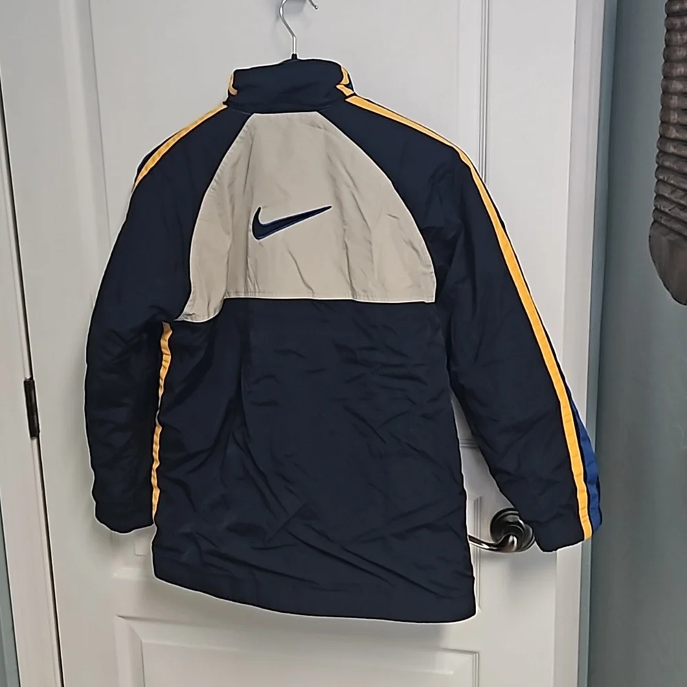VTG Nike Coat Reversible Jacket Blue Gray Yellow Winter Outdoor Boys 14-16